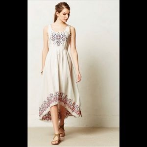 Anthro boho embroidered hi lo dress NWT size 6